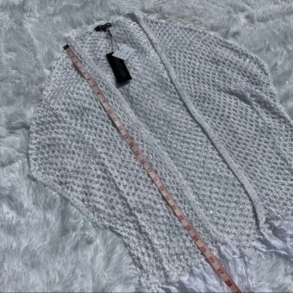 DOLCE CABO White Crochet Tassel Cardigan Small - Picture 5 of 9